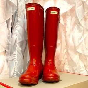 Glossy Red Authentic Hunter Rain-boots